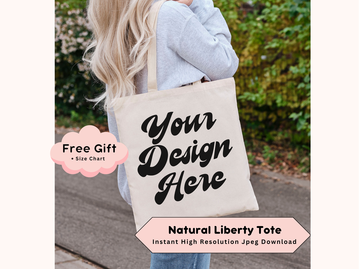 Liberty Canvas Bag Mockup - High-Quality Minimalist Tote Photo with Editable Boho Market Tote Design