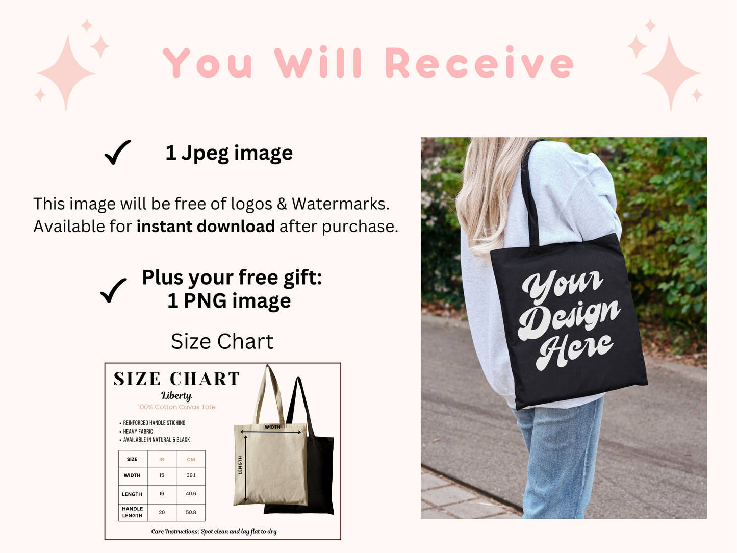 Black Tote Bag Mockup - Liberty Black Shopper Purse Design with Model Photo