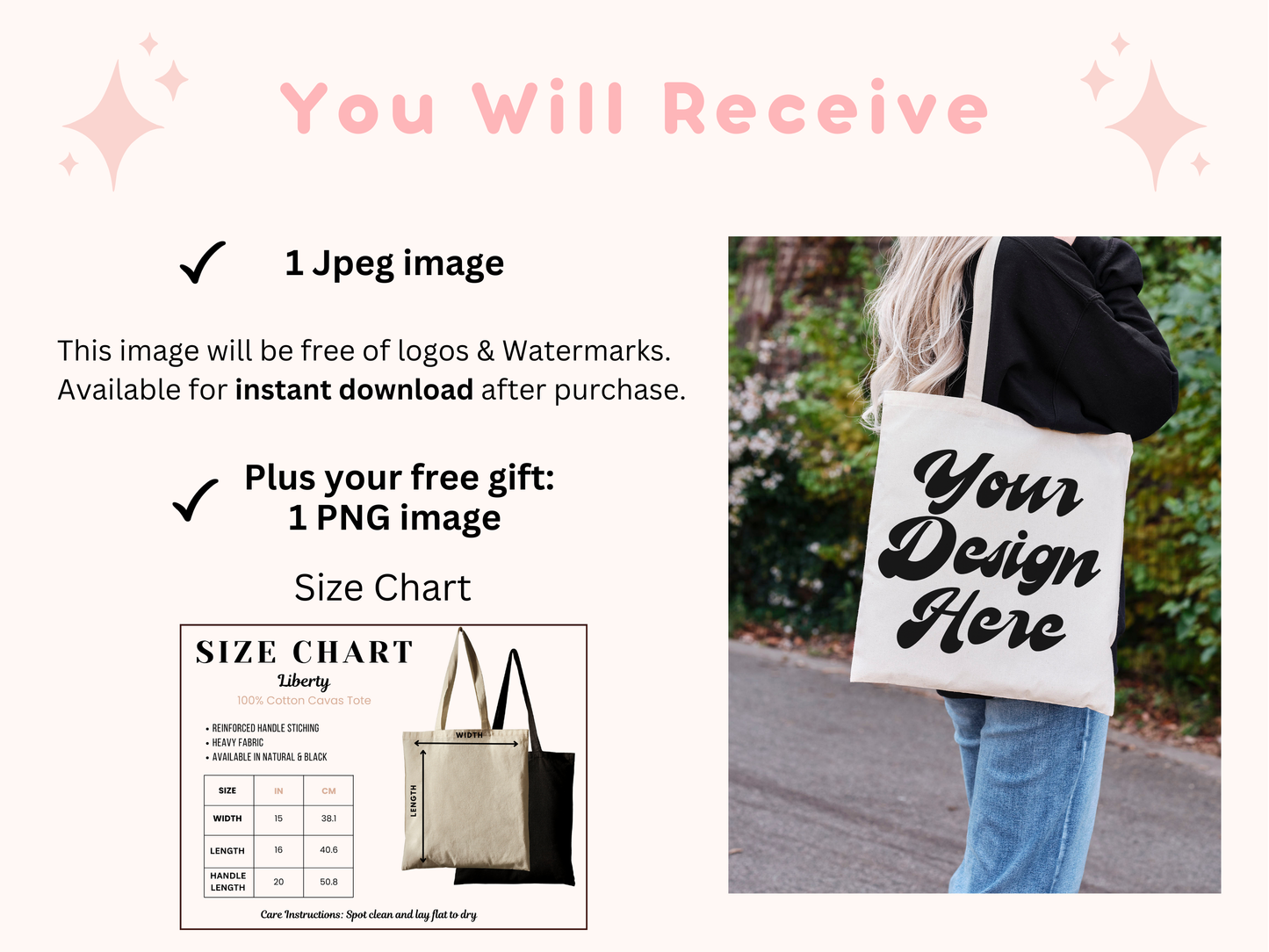 Liberty Tote Mockup - Realistic Natural Style Canvas Bag with Editable, Customizable Shopper Bag Template