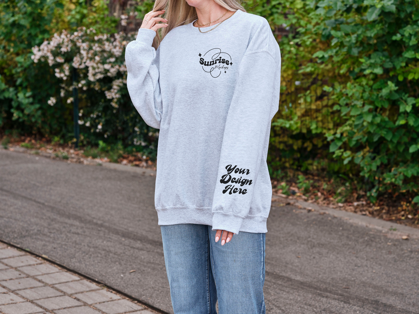 Gildan 18000 Sport Grey Mockup - Versatile Crewneck Sweatshirt for Custom Designs