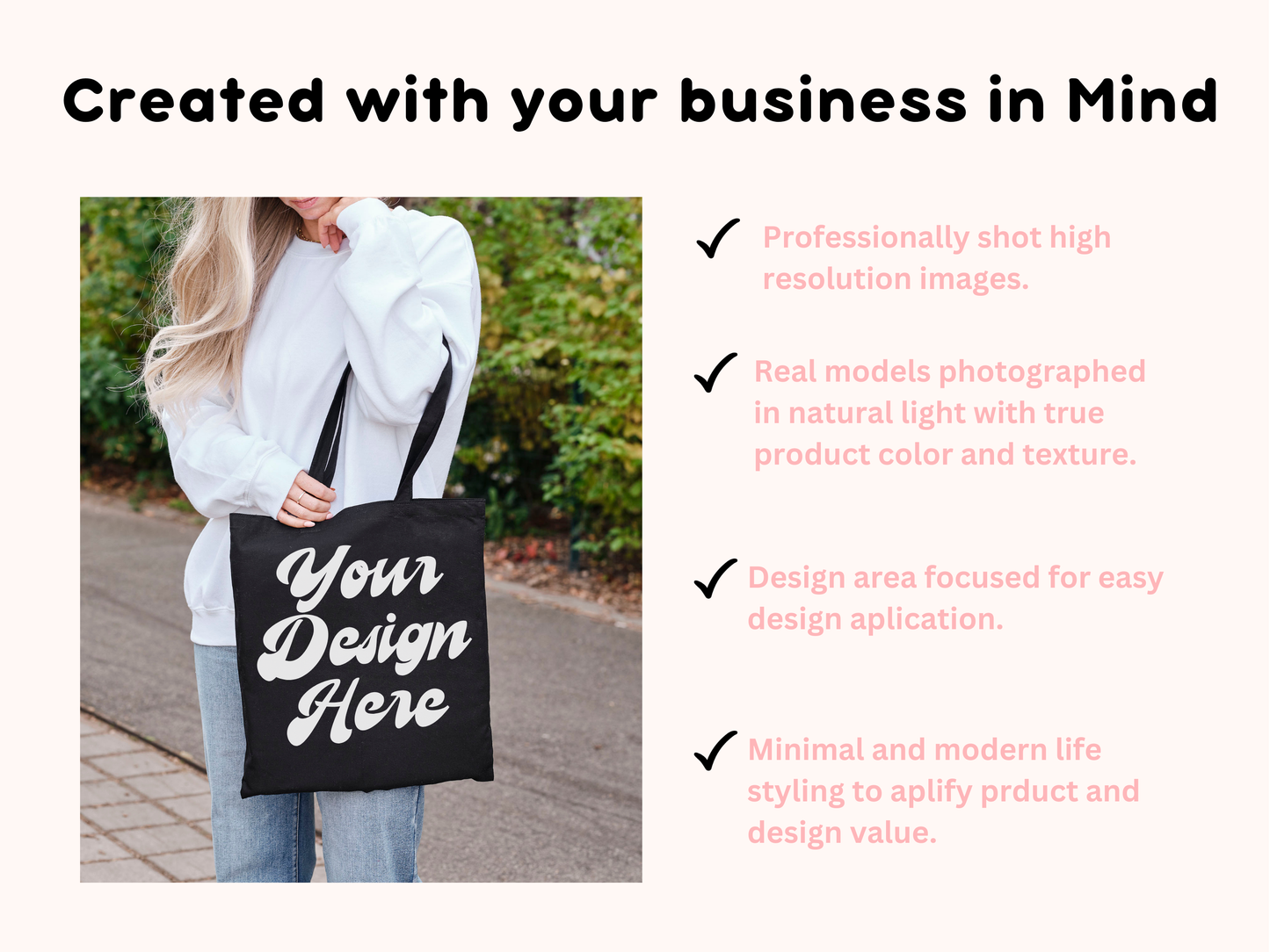 Liberty Tote Mockup - Editable Black Bag Template with Realistic Shopper Photo