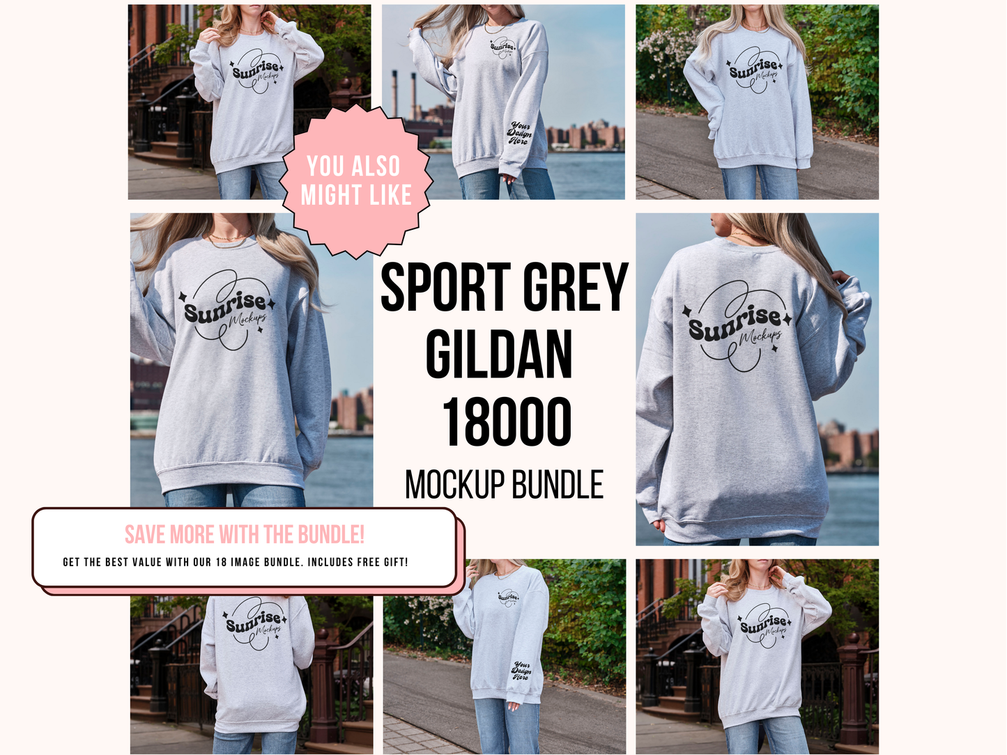 Gildan 18000 Sport Grey Mockup - Versatile Crewneck Sweatshirt for Custom Designs