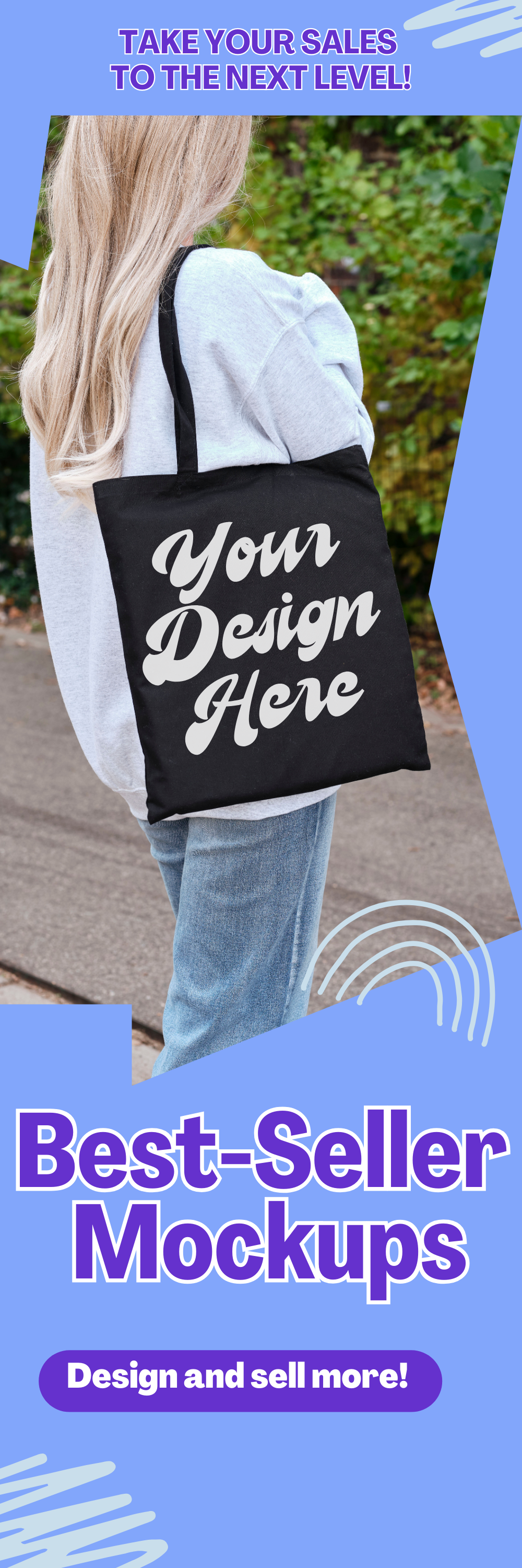 Black Tote Bag Mockup - Liberty Black Shopper Purse Design with Model Photo