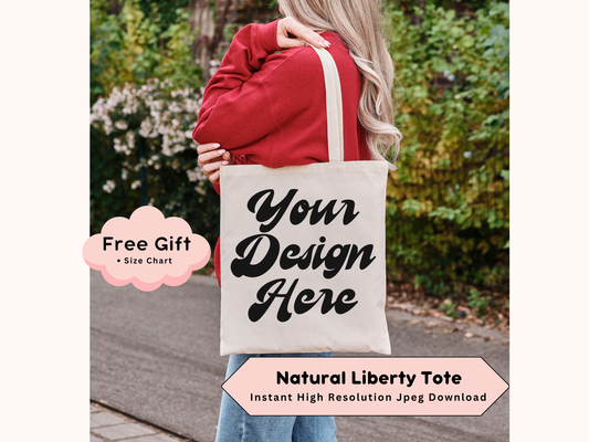 Boho Canvas Tote Mockup - Customizable Liberty Bag with Realistic Market Tote Image and Minimalist Shopper Design