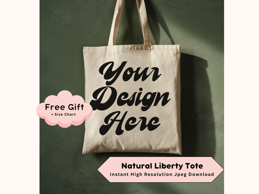 Canvas Tote Mockup - Simple Liberty Bag with Natural Lifestyle Shopper Photo and Editable Tote Design