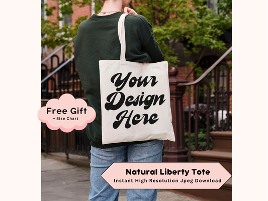 Boho Style Canvas Tote Mockup - Customizable Liberty Bag with Realistic Market Tote Image and Editable Shopper Design