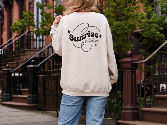 Sand Gildan 18000 Sweatshirt Mockup - Perfect for Modern Custom Designs