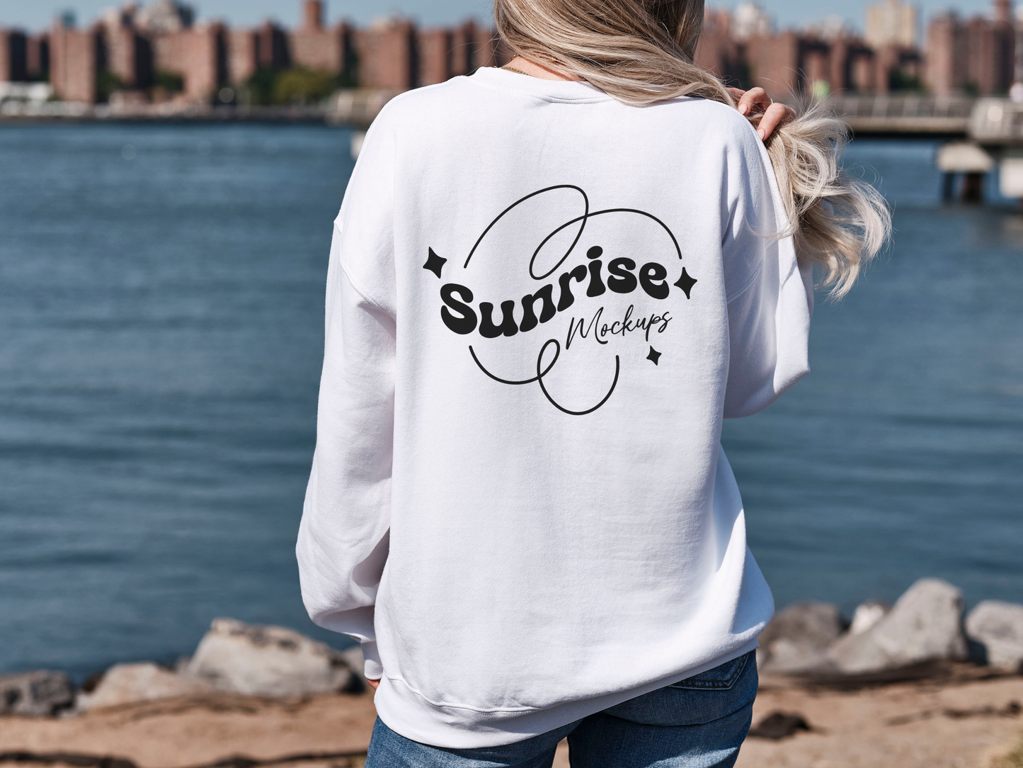 White Crewneck Sweatshirt Mockup - Gildan 18000 for Clean, Professional POD Designs