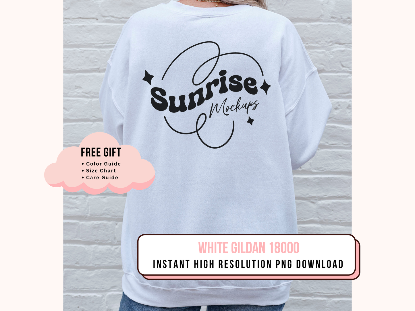 Professional White Crewneck Mockup - Gildan 18000 Sweatshirt for POD Design Showcases