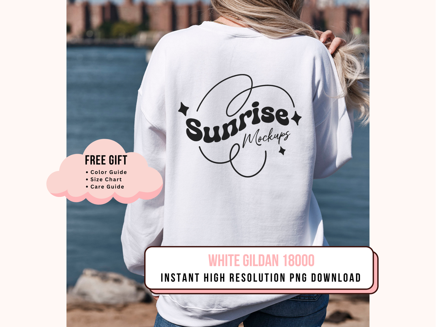 White Crewneck Sweatshirt Mockup - Gildan 18000 for Clean, Professional POD Designs