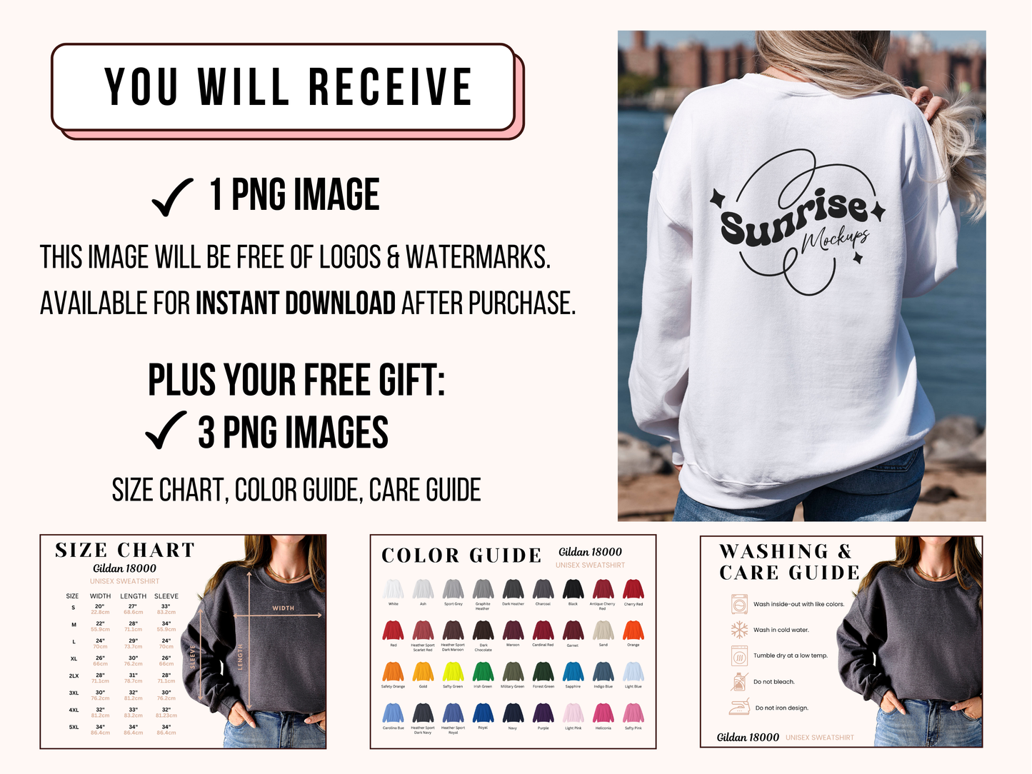 White Crewneck Sweatshirt Mockup - Gildan 18000 for Clean, Professional POD Designs