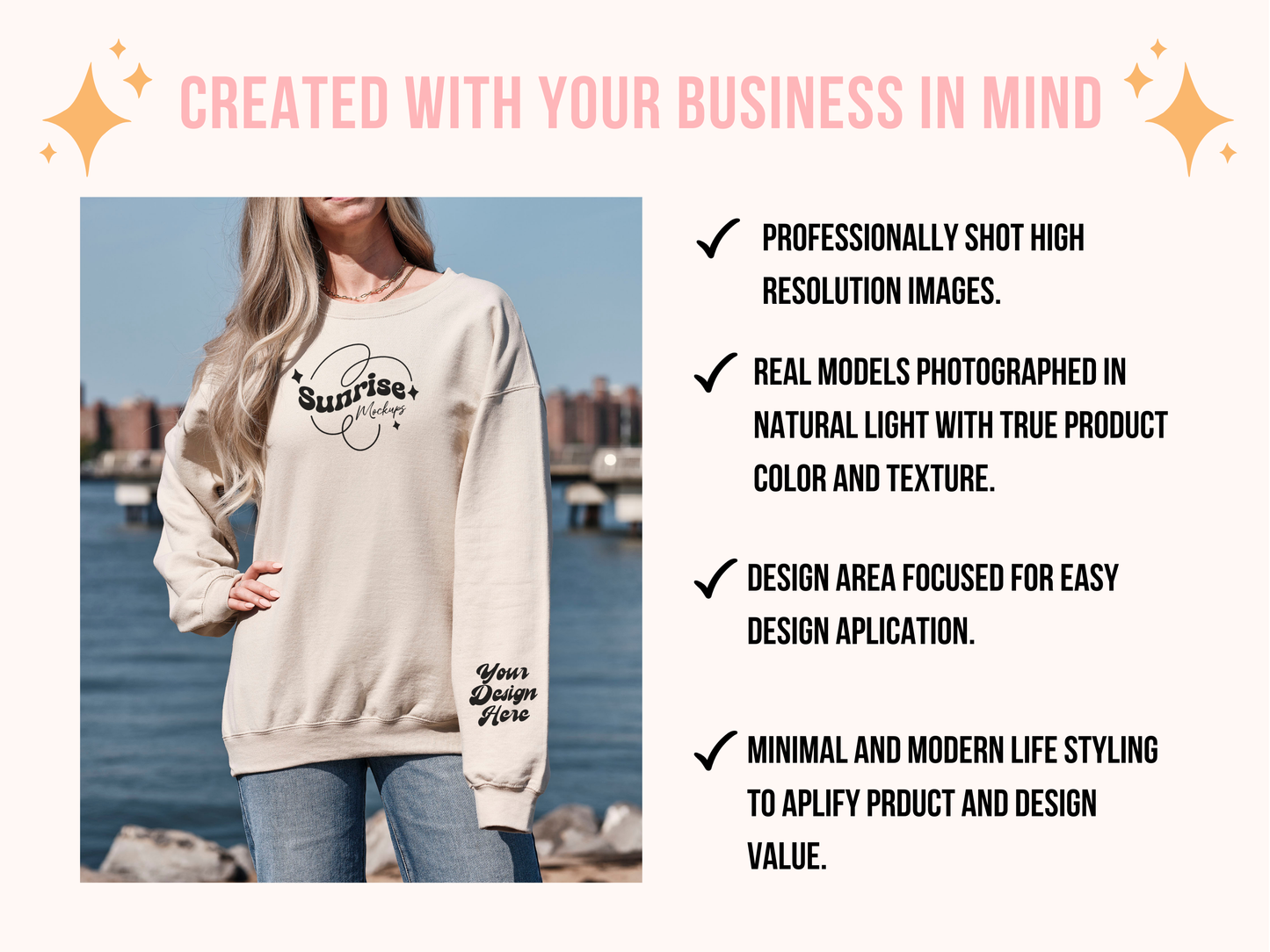 High-Resolution Sand Gildan 18000 Mockup - Neutral Crewneck for POD Sellers