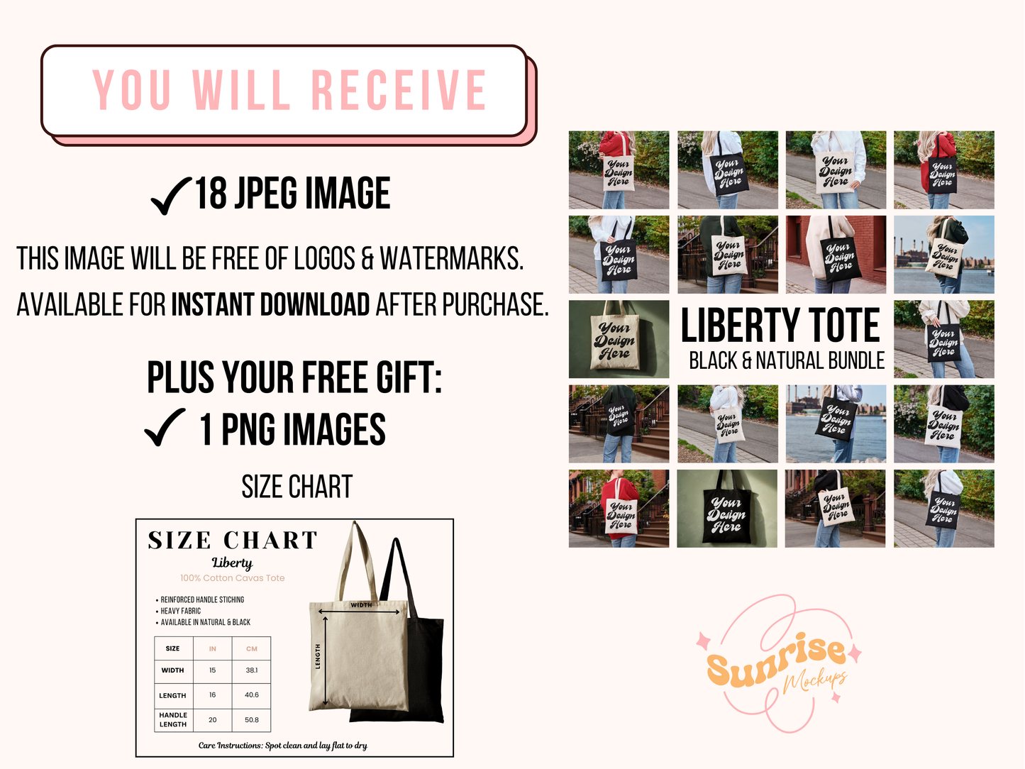 Tote Mockup Bundle - Black and Natural Liberty Canvas Tote Set with Editable, Realistic Shopper Bag Designs