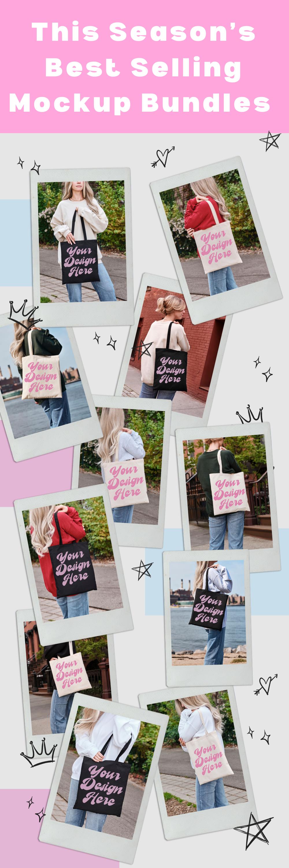 Tote Mockup Bundle - Black and Natural Liberty Canvas Tote Set with Editable, Realistic Shopper Bag Designs