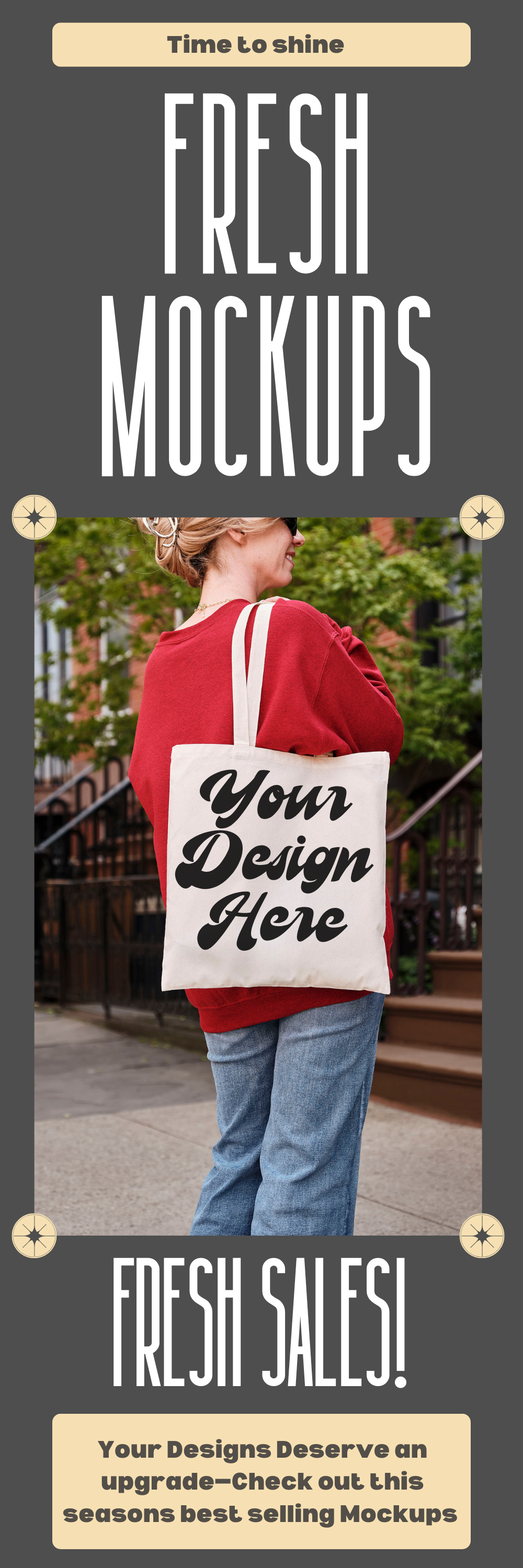 Boho Style Tote Mockup - Customizable Liberty Tote with Model Lifestyle Photo and Natural Image